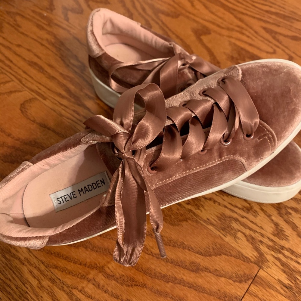Steve Madden Pink Velvet Sneakers